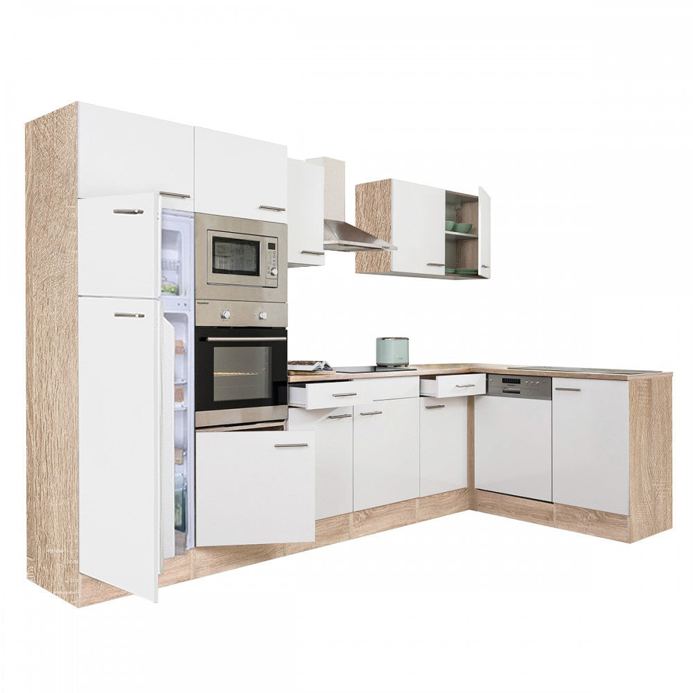Konyhabútor, sonoma tölgy korpusz és selyemfényű fehér front - Homelux, LS340STFH Glavna slika