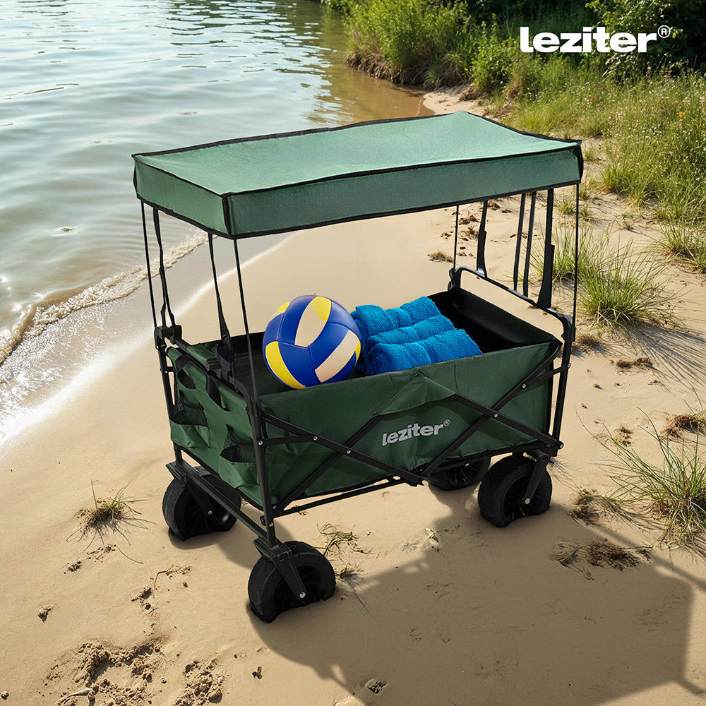 Kerti szállítókocsi árnyékoló tetővel és strandfelszereléssel a parton - Homelux, LSZKT055-GREEN Sekundarna slika